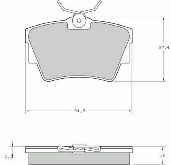 Hovedbilde Bremseklosser bak L94,9 B57,4 T16