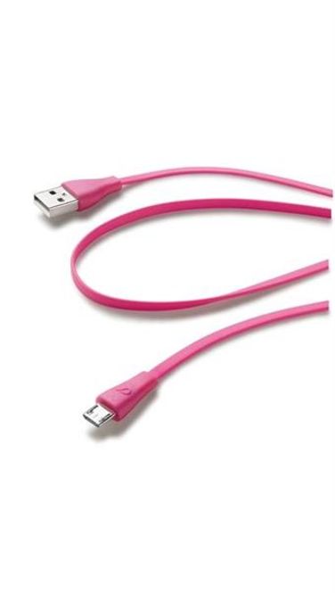 Hovedbilde Datakabel MicroUSB, Rosa USB synk og ladekabel 1M