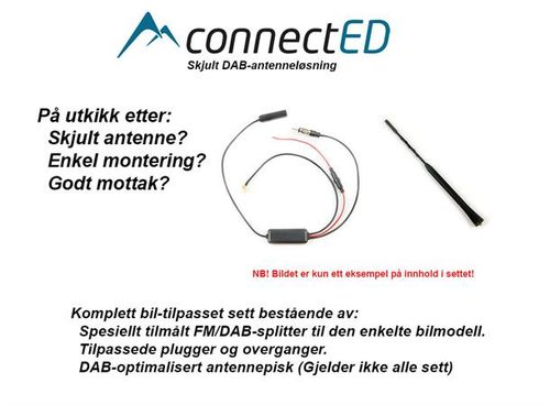 ConnectED EDVW4001 skjult DAB-antenne (SMB) VW e-Up! 2014–2016 m/hafinne og pisk