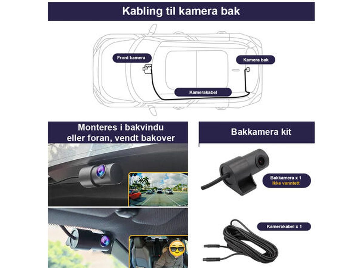 Fitcamx HD2-6723-4K-D Integrert 4K Dashcam (foran+bak) MB Vito (W447) 2024-->