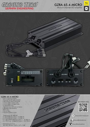 Ground Zero GZRA 65.4-MICRO Plug & Play ISO forsterker 4x65W