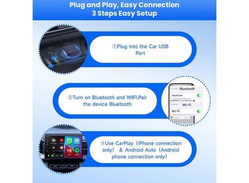 Carlinkit Mini Ultra Kablet til trådløs Apple Carplay, Android Auto adapter
