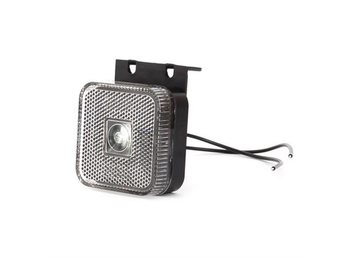 Strands Hvitt LED posisjonslys klart glass, vinkelfeste 12-24V