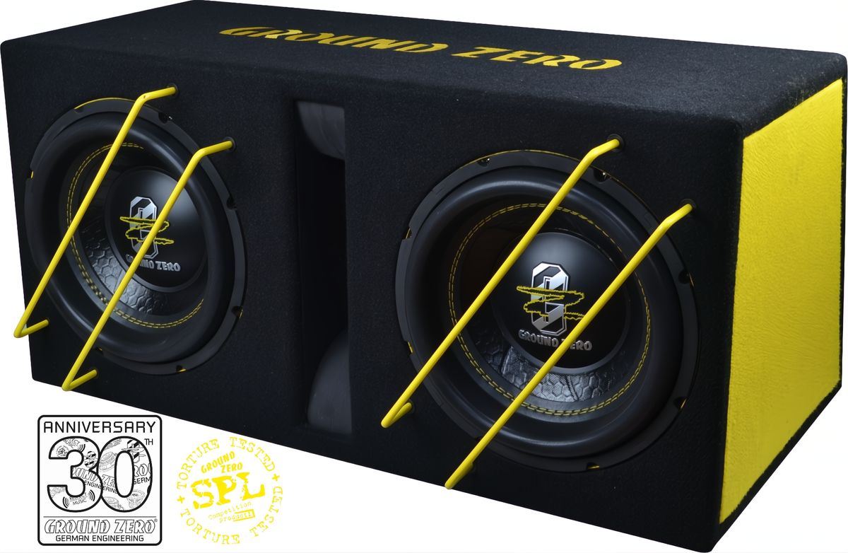 Ground Zero GZIB 2.10SPL Iridium 2x10” SPL basskasse 800–1400W RMS