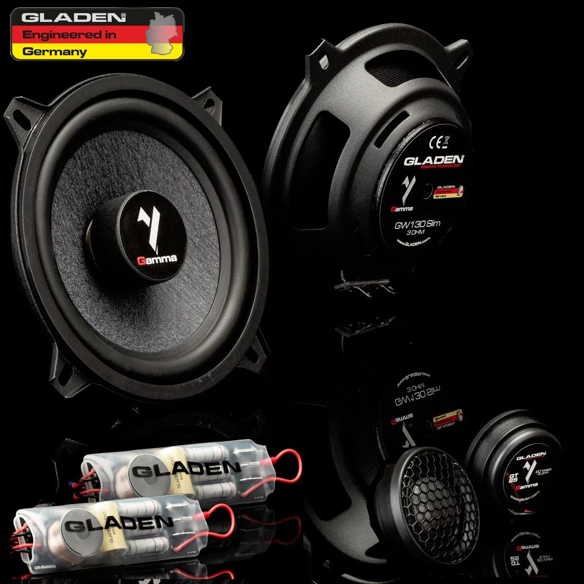 Gladen GAMMA 130.2 Slim 80W RMS 3 Ohm 5,25” komponentsett