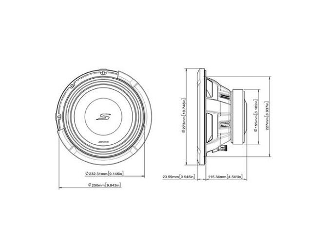 Hovedbilde Alpine S2-W10D2 10” subwoofer 2 Ohm DVC